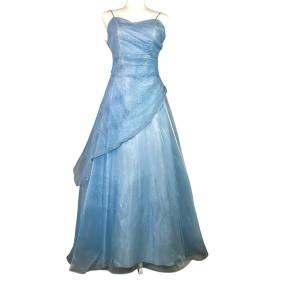 VTG Fairytale Blue Fairy Evening Gown XS Cinderella Princess Ball Gown Coquette - Picture 2 of 13